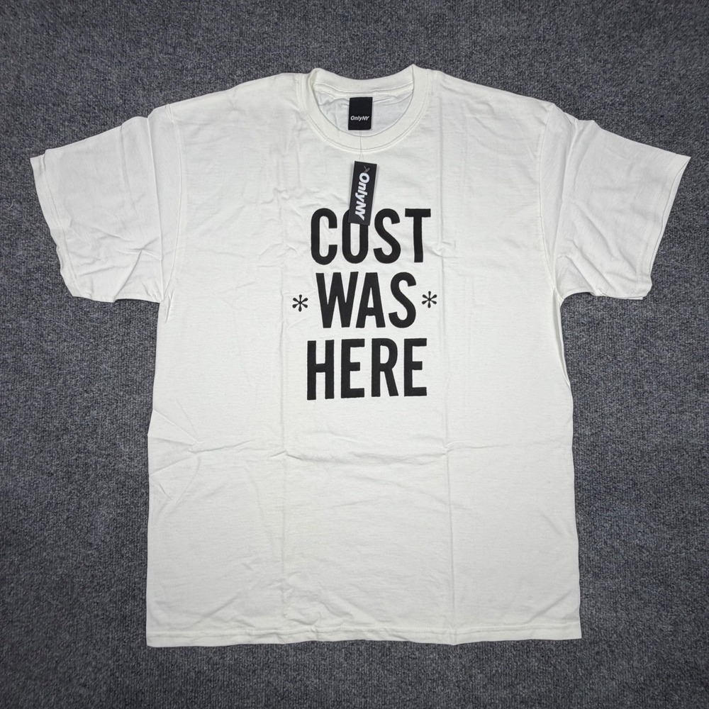 Only NY Cost Was Here Graphic T-Shirt Mens Large White Streetwear Graffiti Tee